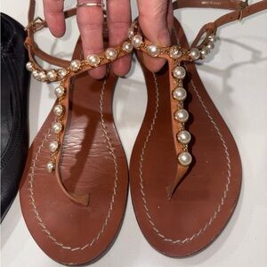Tory Burch Brown Pearl Sandals